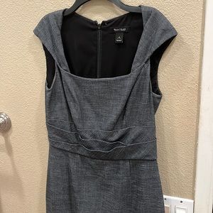 Closet clearance! $20 Gray dress with unique neckline and waist-very flattering